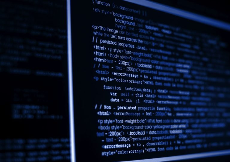 Computer program code on a screen