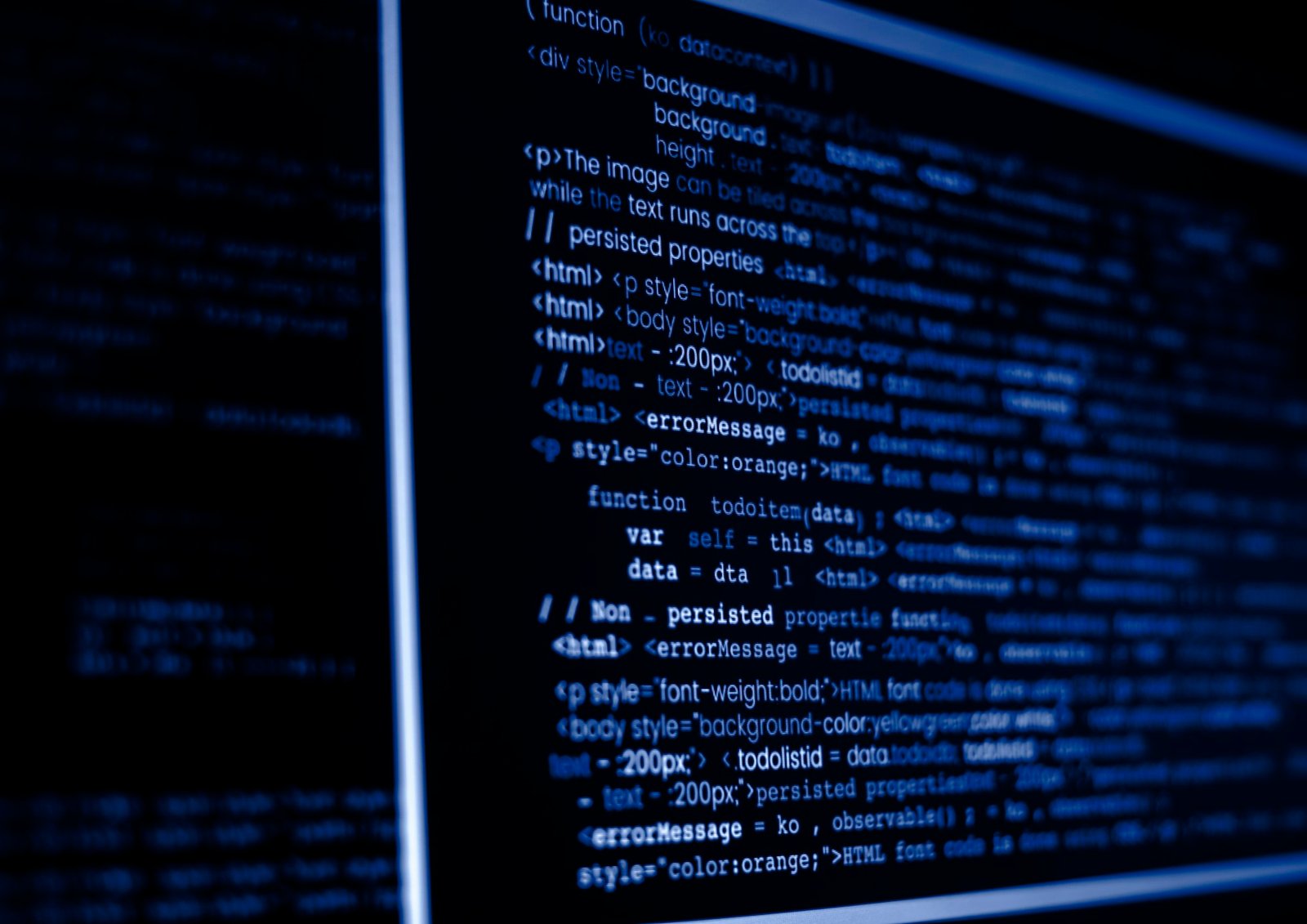 Computer program code on a screen